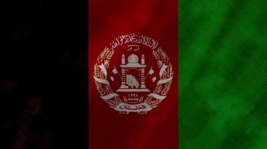 Afganistan bayrağı gerçek kumaş dokusuyla arka planda dalgalanıyor