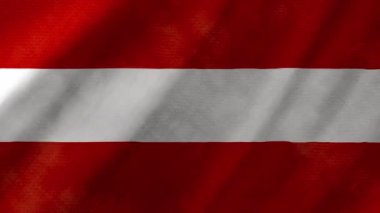Avusturya bayrağı gerçek kumaş dokusuyla arka planda dalgalanıyor