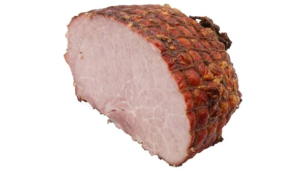 Een Groot Stuk Ham Gekookte Ham Geïsoleerd Witte Achtergrond — Stockfoto