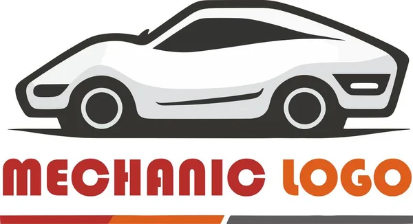 Ilustracja Sportowego Samochodu Słowami Auto Club Białym Tle Logo Mechanika — Wektor stockowy