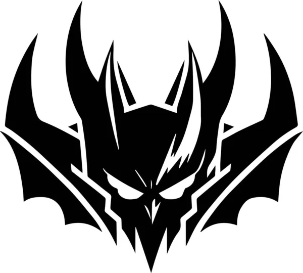 Schedel Met Vleugels Boze Vleermuis Draak Vector Gaming Logo — Stockvector