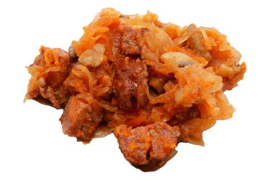 Geçmişi olmayan Polonya bigoları sosisli, mantarlı ve lahanalı Hunter güveci.