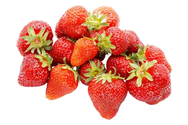 Strawberries Background Fresh Juicy Red Strawberry Strawberries Leaves Isolated — Stock Photo, Image