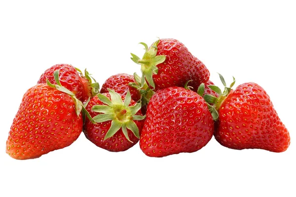 没有背景的草莓 新鲜多汁的红草莓 叶子被隔离的草莓 免版税图库图片