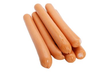 Beyaz arkaplanda izole edilmiş sosisler.