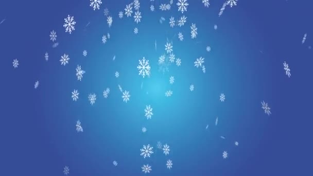 Płatki Śniegu Spadające Nieba Niebieskie Tło Świąteczne Śnieg — Wideo stockowe