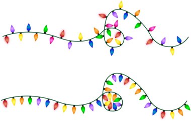 Noel ışıkları. Yılbaşı ağacı ışıkları. Ağaç ve ev için renkli xmas dekorasyonları.