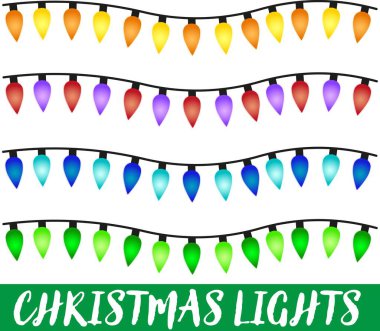 Noel ışıkları. Yılbaşı ağacı ışıkları. Ağaç ve ev için renkli xmas dekorasyonları.