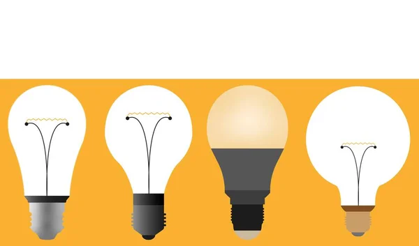 Ampul vektör simgeleri. Dört farklı ampul. Ampul.