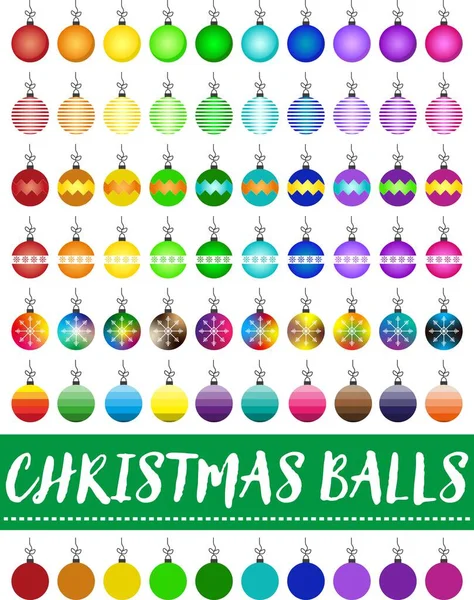 Christmas Balls Set Colorful Vector Christmas Glass Baubles Glass Balls — Stock Vector