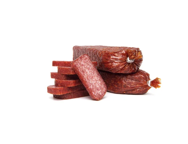 Premium Smoked Dry Maturing Salami Sausage Stick Pork Wild Boar — Stock Photo, Image
