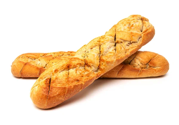 Francuska Bagietka Chlebowa Izolowana Białym Tle — Zdjęcie stockowe