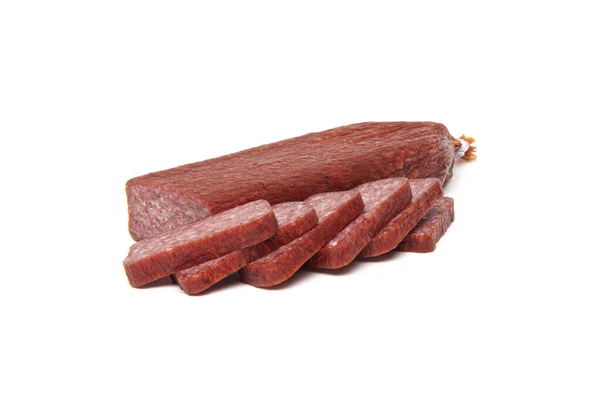 Salami Sausage Pork Wild Boar Isolated White Background — Stock Photo, Image