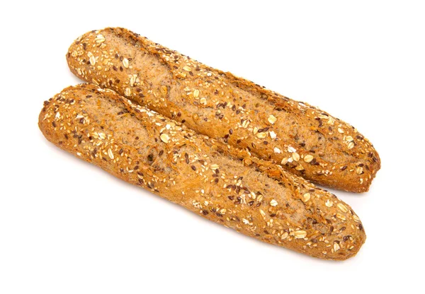 Meergranen Brood Stokbrood Geïsoleerd Witte Achtergrond — Stockfoto
