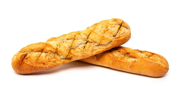 Francouzský Chléb Bageta Izolované Bílém Pozadí — Stock fotografie