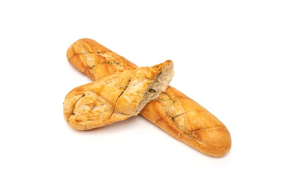 Francuska Bagietka Chlebowa Izolowana Białym Tle — Zdjęcie stockowe
