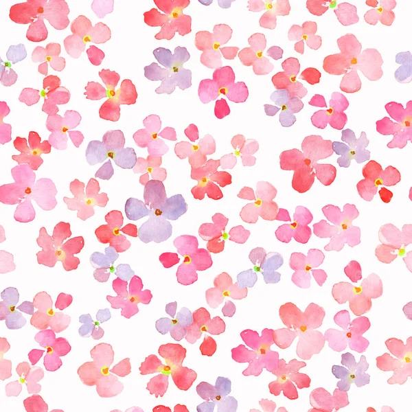 Aquarel Naadloos Patroon Met Abstracte Roze Heldere Bloemen Met Hand — Stockfoto