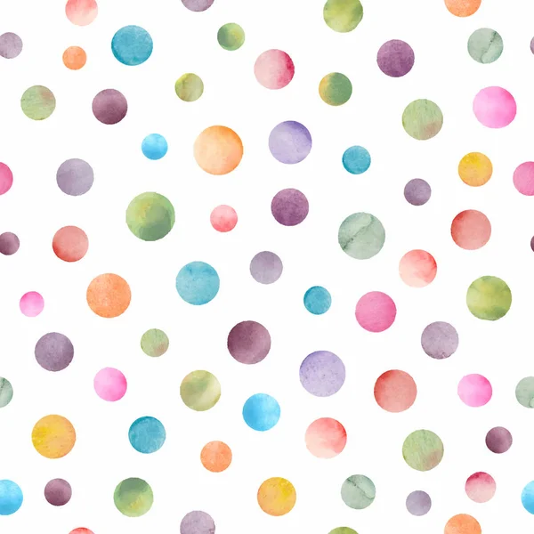 Abstract Watercolor Seamless Pattern Hand Drawn Background Colorful Polka Circles — Stock Vector