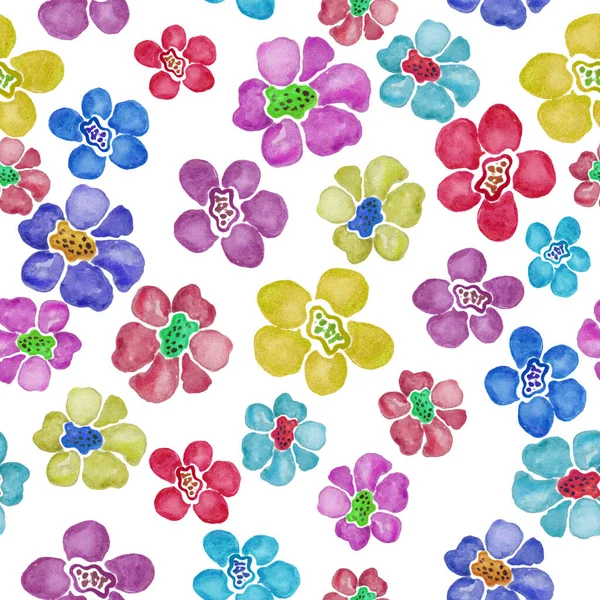 Aquarell Nahtloses Muster Mit Abstrakten Hellen Blumen Handgezeichnete Florale Illustration — Stockfoto