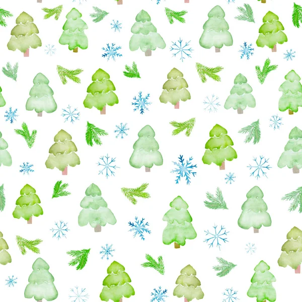 Christmas Watercolor Seamless Pattern Abstract Christmas Trees Hand Drawn Winter — Stock Photo, Image