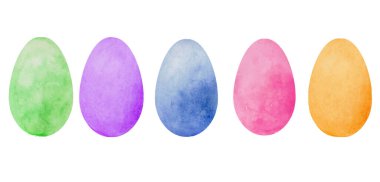  Easter eggs set watercolor template for design. Hand drawn Illustration for holidays design on white background. Vector EPS.