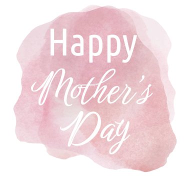 Suluboya desenli mutlu anneler günü tebrik kartı. Beyaz arkaplanda el çizimi çizimi izole edilmiş. Anneler Günü tasarımı için. Vektör EPS.