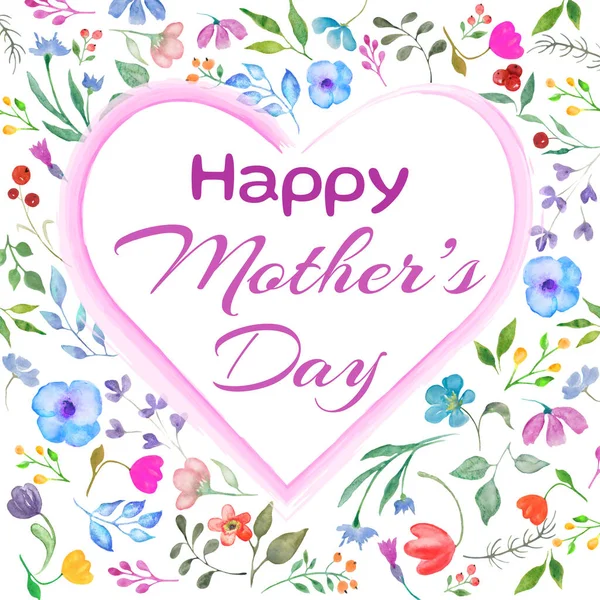 Υδατογραφία Floral Κάρτα Ημέρα Της Μητέρας Εικόνα Σχεδίασης Χεριών Που — Φωτογραφία Αρχείου