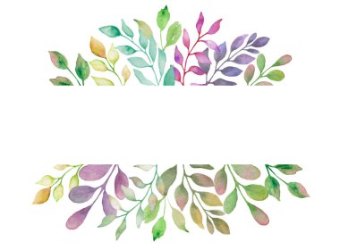  Suluboya şablon arka plan seti. Beyazın üzerine el çizimi illüstrasyon. Vektör EPS.