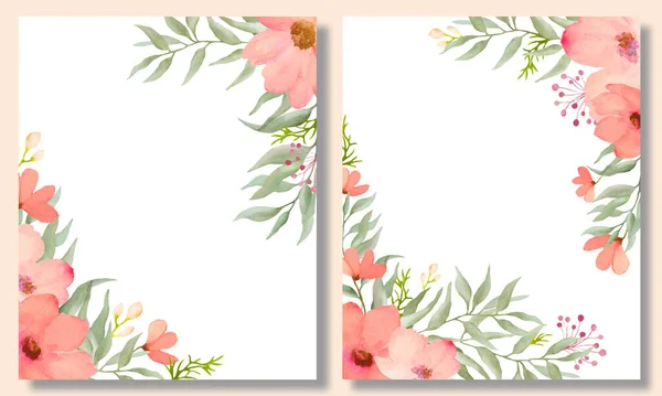 stock vector  Watercolor floral card template set. Hand drawn illustration.Vector EPS.