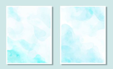 Suluboya şablon arka plan seti. Beyazın üzerine el çizimi illüstrasyon. Vektör EPS.