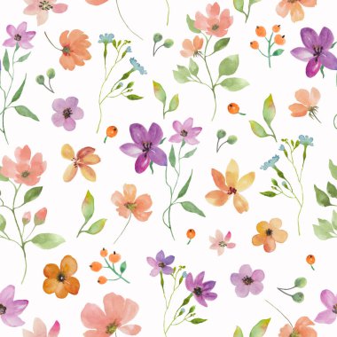 Çiçeksiz suluboya desen. El çizimi resimleme beyaz arkaplanda izole edildi.