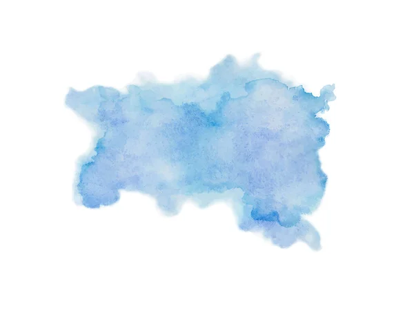 Absztrakt Kék Akvarell Folt Elszigetelt Fehér Háttérrel Kézzel Rajzolt Illusztráció — Stock Vector