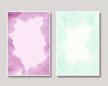 Suluboya şablon arka plan seti. Beyaz üzerine el çizimi illüstrasyon.