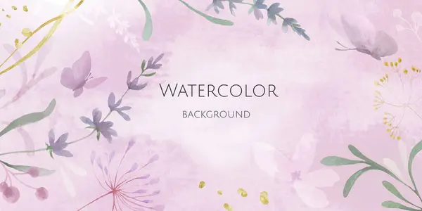Watercolor floral background with lavender. Hand drawn delicate illustration.