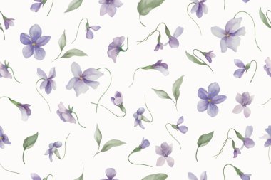 Seamless watercolor pattern. Hand drawn floral illustration isolated on pastel background. Vector EPS. clipart