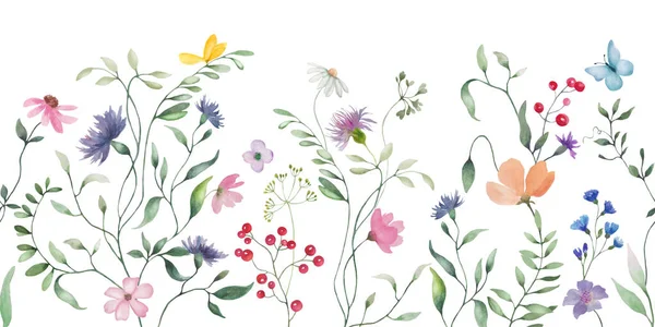 Kusursuz suluboya sınırı. Beyaz arka planda el çizimi illüstrasyon. Vektör EPS.