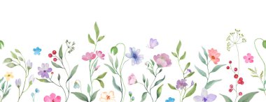 Kusursuz suluboya sınırı. Beyaz arka planda el çizimi illüstrasyon. Vektör EPS.