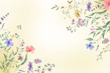 Çiçek desenli suluboya. El çizimi illüstrasyon Pastel arka planda izole. 