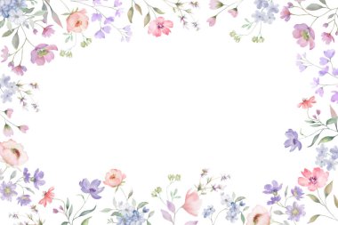 Çiçek desenli suluboya. Beyaz arka planda el çizimi illüstrasyon. Vektör EPS.