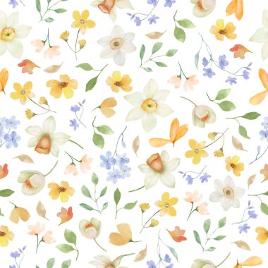 Kusursuz suluboya deseni. Beyaz arka planda el çizimi illüstrasyon. Vektör EPS.