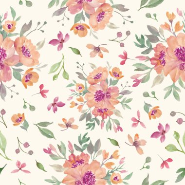 Seamless watercolor pattern. Hand drawn illustration isolated on white background. Vector EPS. clipart