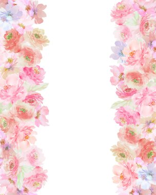  Boyalı çiçekli suluboya çerçeve. El çizimi çiçek çizimi.