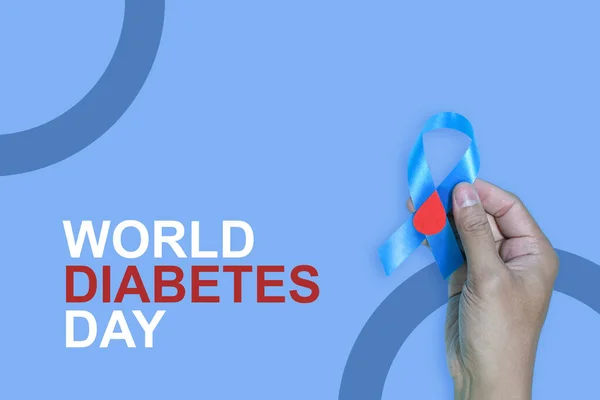 Fitas Azuis Fundo Azul Com Palavra Dia Mundial Diabetes Novembro — Fotografia de Stock