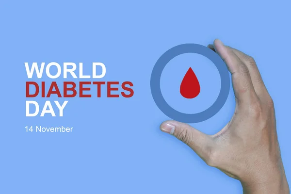 Horní Pohled Nápis Svět Diabetes Den Gesto Rukou Červenou Kapkou Stock Obrázky