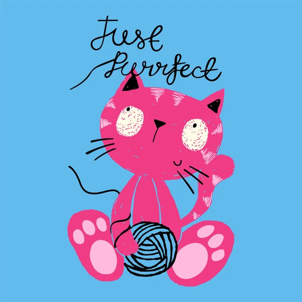 Einfach Perfekt Nette Katzenillustration Für Shirts Oder Andere Anwendungen Vektor — Stockvektor