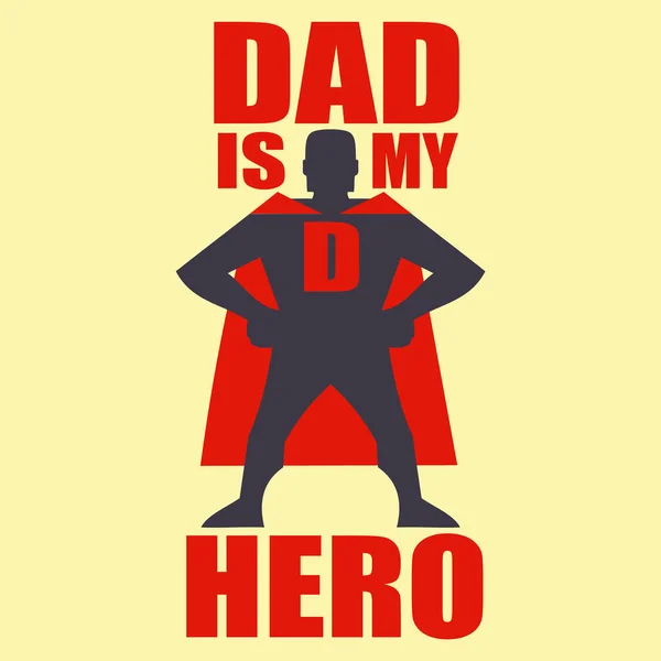 Cartoon Characters Super Dad Inscription Dad Hero Graphic Vector Illustration — Stock Vector