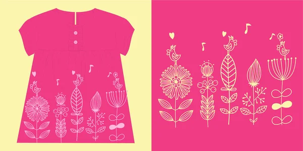 Farklı Kıyafetler Tişörtler Için Çiçek Moda Sloganı Kızlar Için Vektör — Stok Vektör