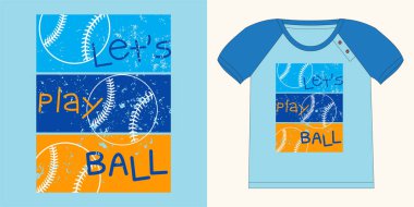T-shirt baskısı için top grafik vektör çizimi oynayalım, top oynayalım, çocuklar spor grafik t-shirt tasarımı ve diğer kullanım alanları