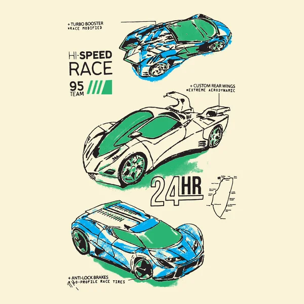 Race Car Legend, king of the street, car race drift car vector art print on postcard and t shirt