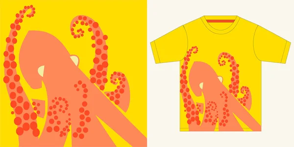 Cute Ośmiornica Projekt Wektor Ilustracja Gotowy Druku Shirt Innych Zastosowań — Wektor stockowy